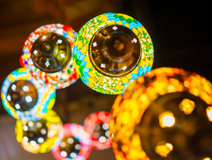 Beautiful colorful lanterns on street