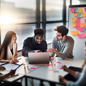 teams working together in an office