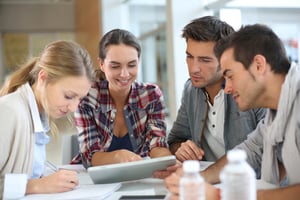 Young people meeting with digital tablet-1